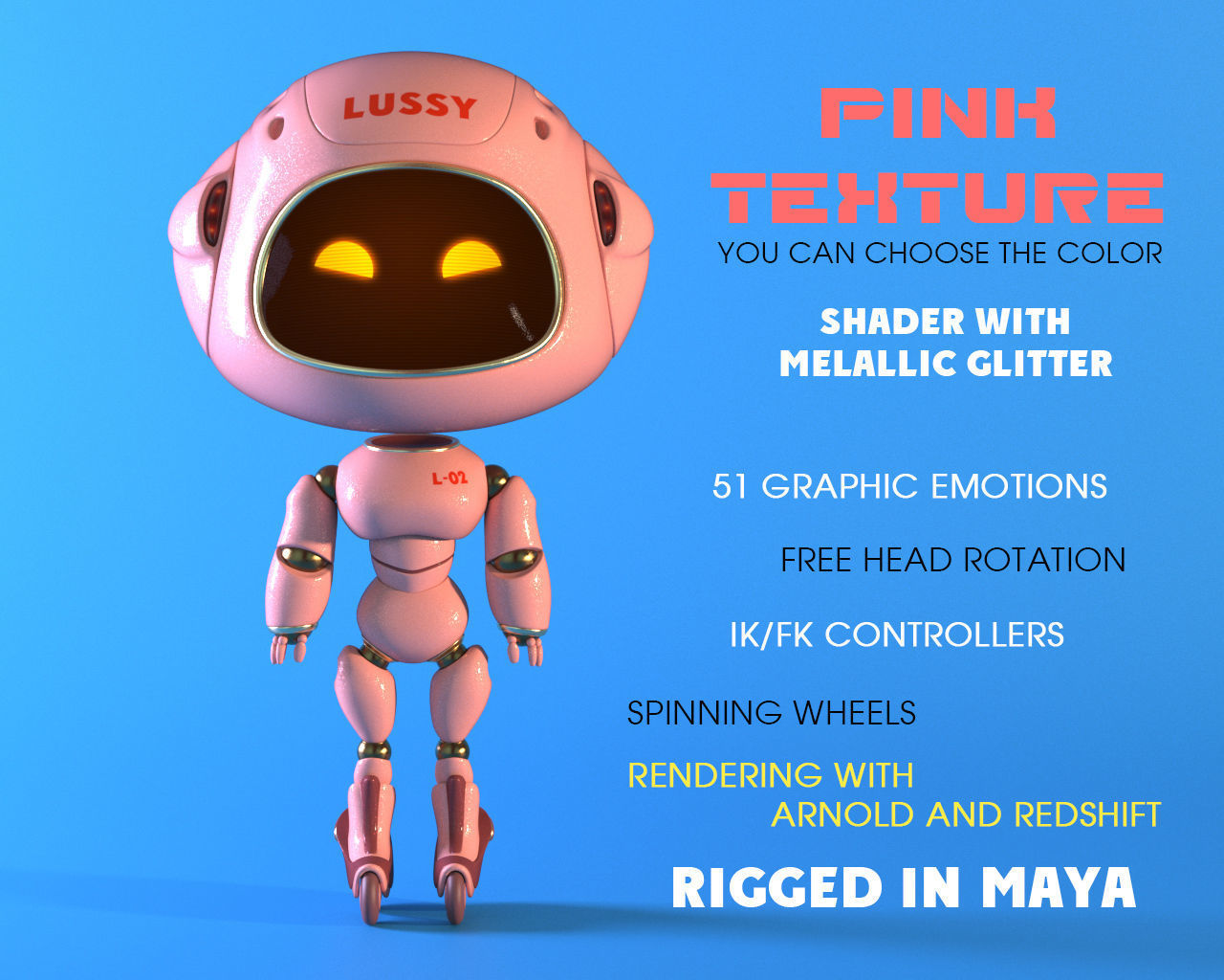 Robot Lussy - rigged character Low-poly 3D model_4