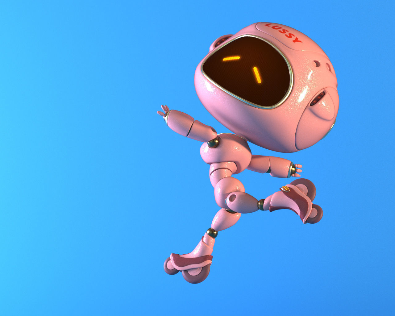 Robot Lussy - rigged character Low-poly 3D model_23