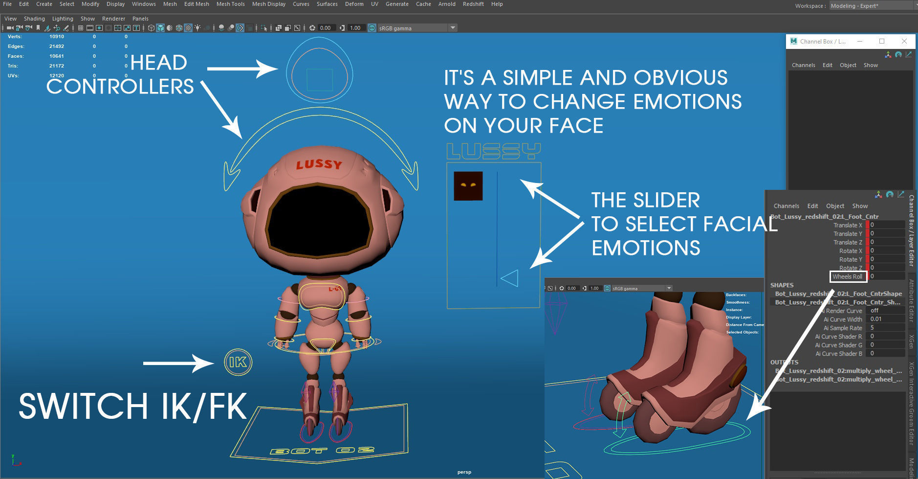 Robot Lussy - rigged character Low-poly 3D model_13