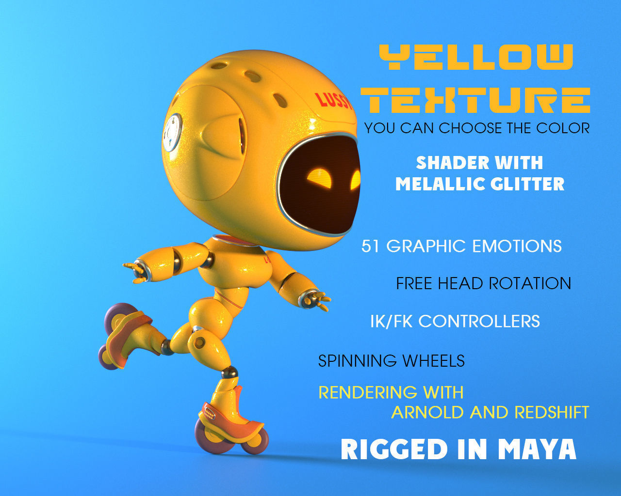 Robot Lussy - rigged character Low-poly 3D model_3