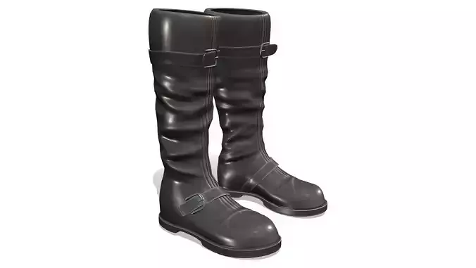 Shiny Black Flat Rider Combat Boots