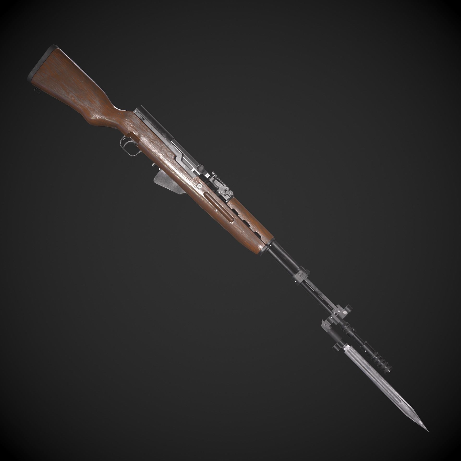 SKS Rifle Low-poly 3D model_10