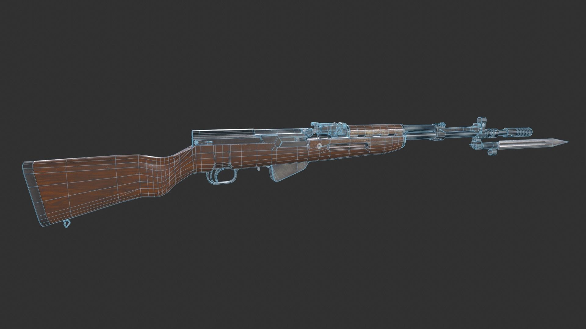 SKS Rifle Low-poly 3D model_1