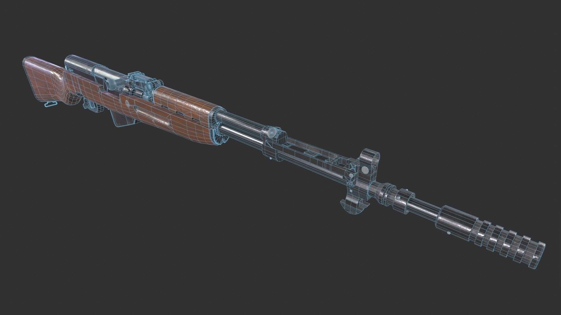 SKS Rifle Low-poly 3D model_9