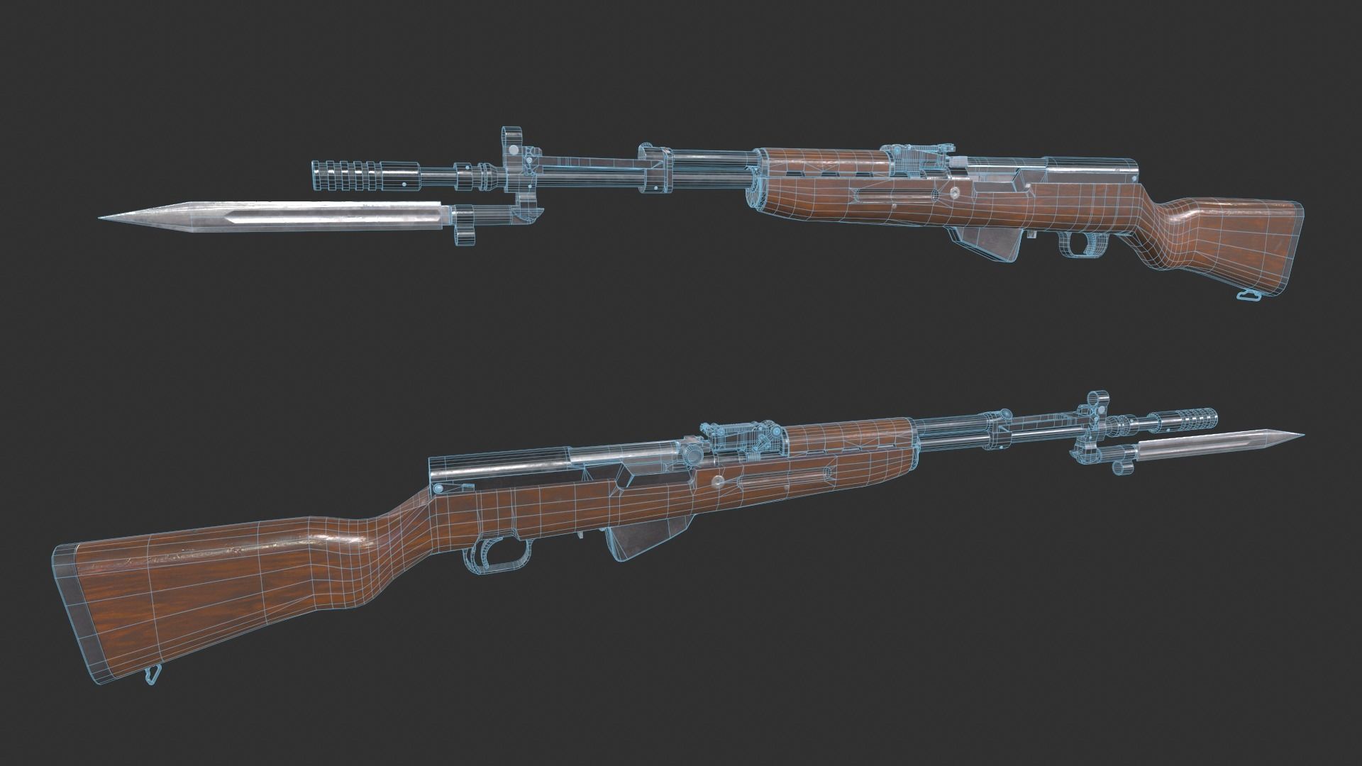 SKS Rifle Low-poly 3D model_5