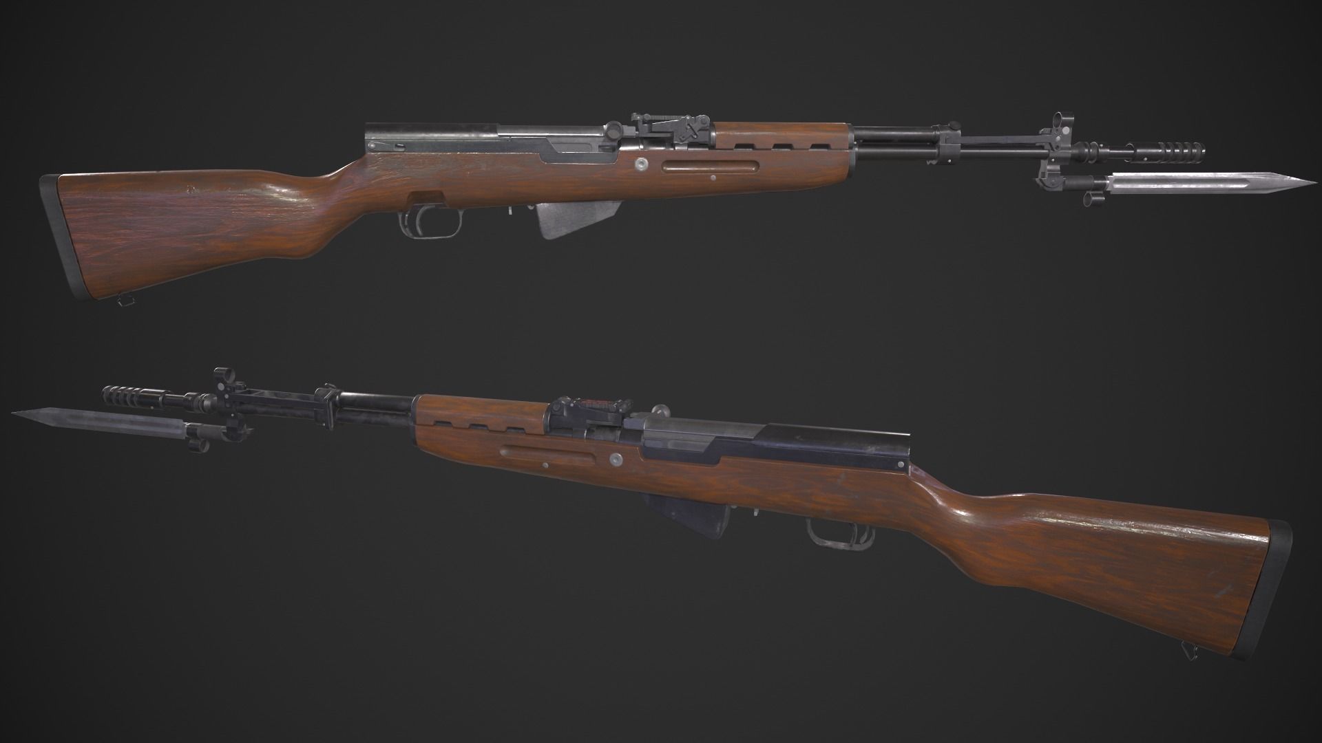 SKS Rifle Low-poly 3D model_6