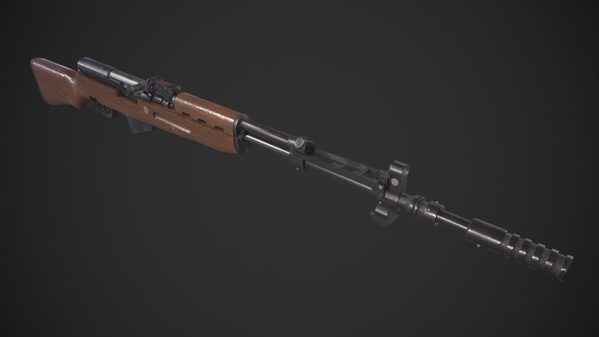 SKS Rifle Low-poly 3D model_8
