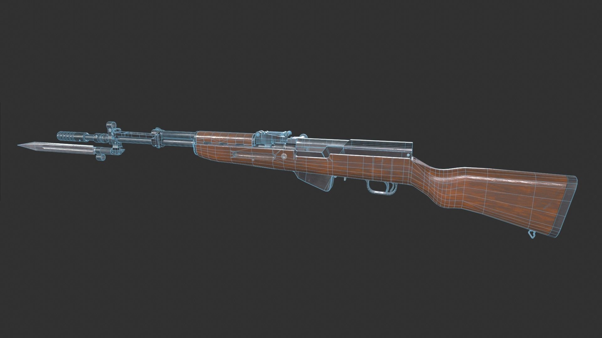 SKS Rifle Low-poly 3D model_3