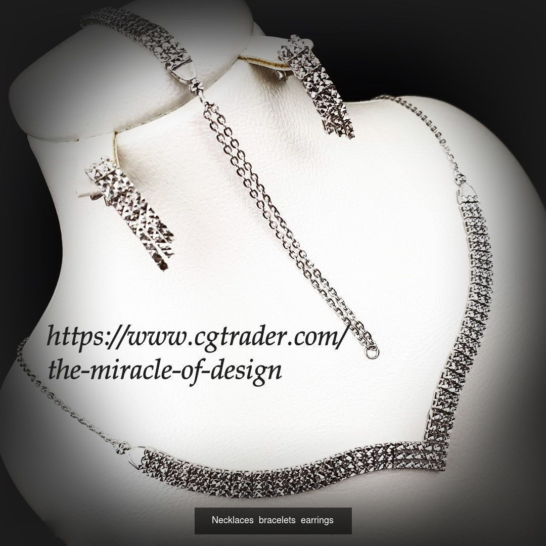 88 models of necklaces bracelets earrings pendants fusion rings  3D Model Collection_89