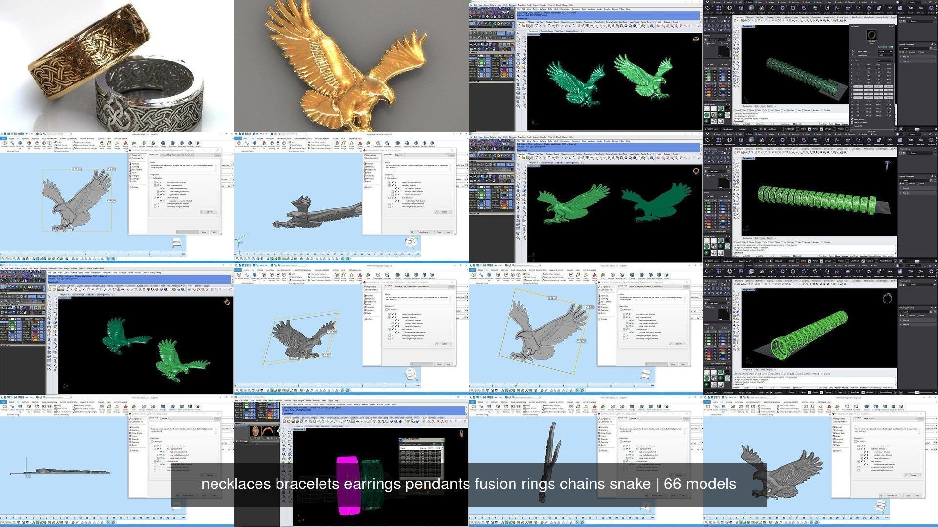 88 models of necklaces bracelets earrings pendants fusion rings  3D Model Collection_41