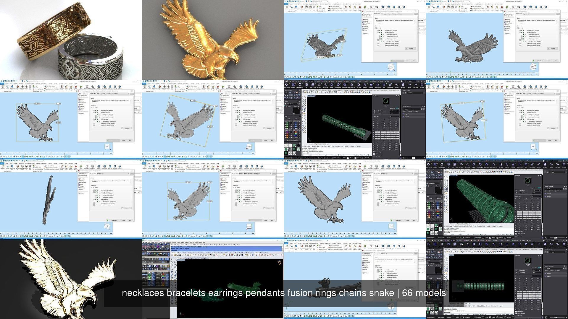 88 models of necklaces bracelets earrings pendants fusion rings  3D Model Collection_34