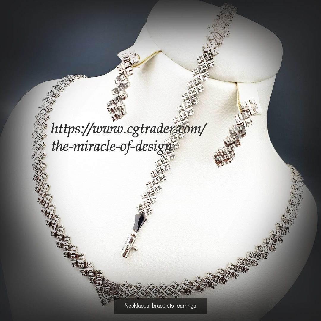 88 models of necklaces bracelets earrings pendants fusion rings  3D Model Collection_90