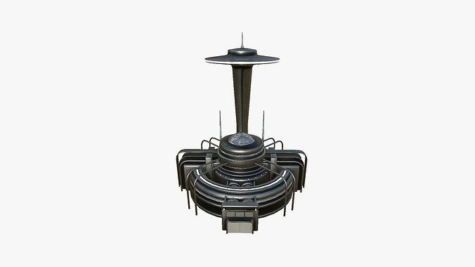 SciFi Facility D09 Dark Metal - Sci Fi Exterior Design Low-poly 3D model 2