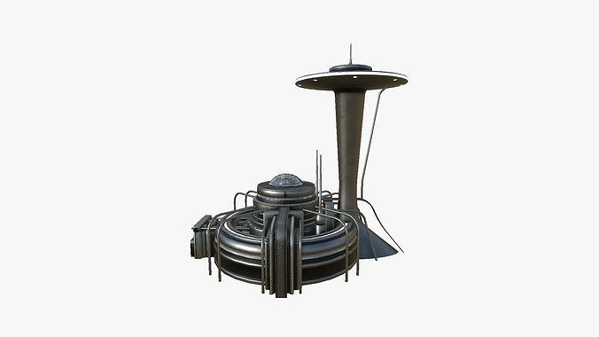 SciFi Facility D09 Dark Metal - Sci Fi Exterior Design Low-poly 3D model 4