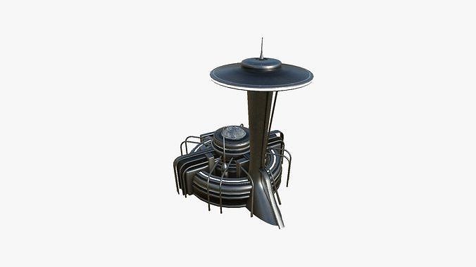 SciFi Facility D09 Dark Metal - Sci Fi Exterior Design Low-poly 3D model 5