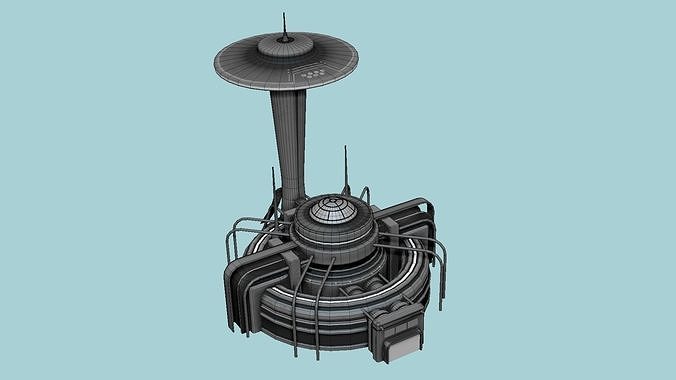 SciFi Facility D09 Dark Metal - Sci Fi Exterior Design Low-poly 3D model 7