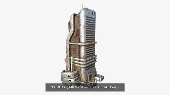 10 Sci Fi Buildings Collection J - Abandoned - Exterior Design 3D Model Pack 3