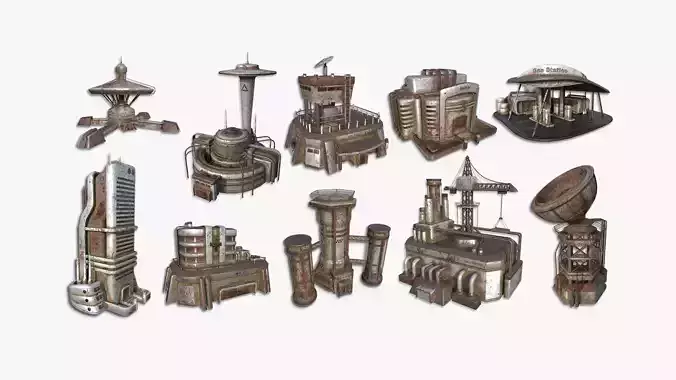 10 Sci Fi Buildings Collection J - Abandoned - Exterior Design 