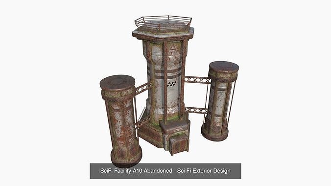 10 Sci Fi Buildings Collection J - Abandoned - Exterior Design 3D Model Pack 7