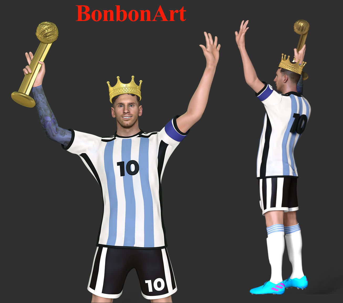 King Messi 3D print model_3