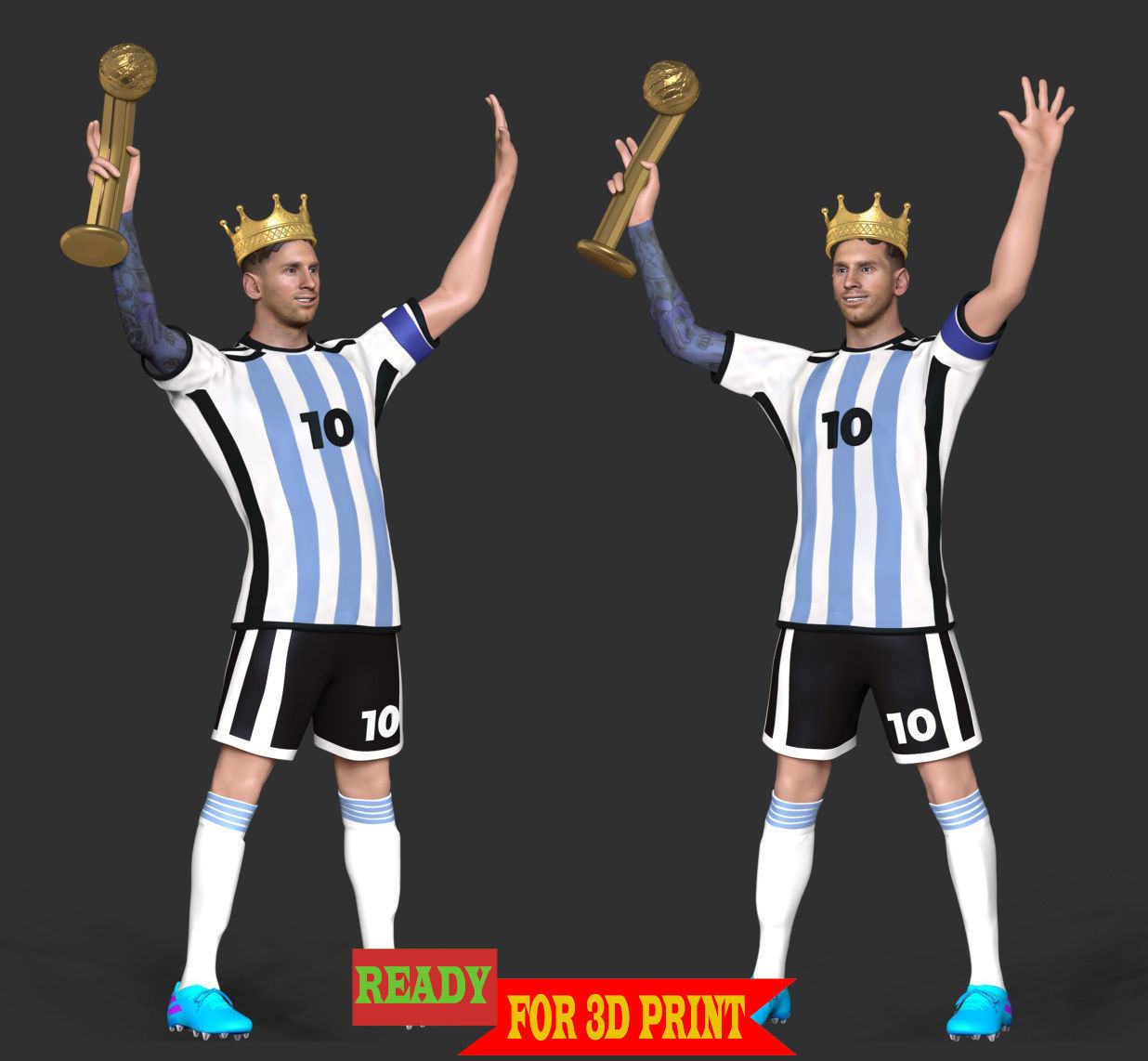 King Messi 3D print model_2