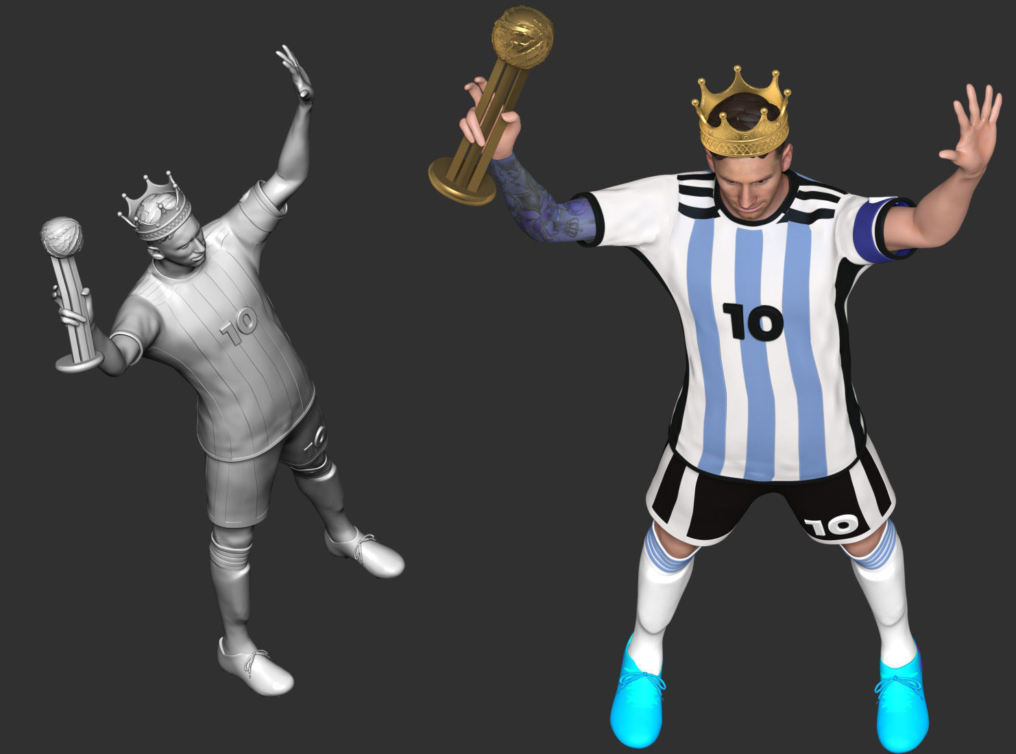 King Messi 3D print model_8