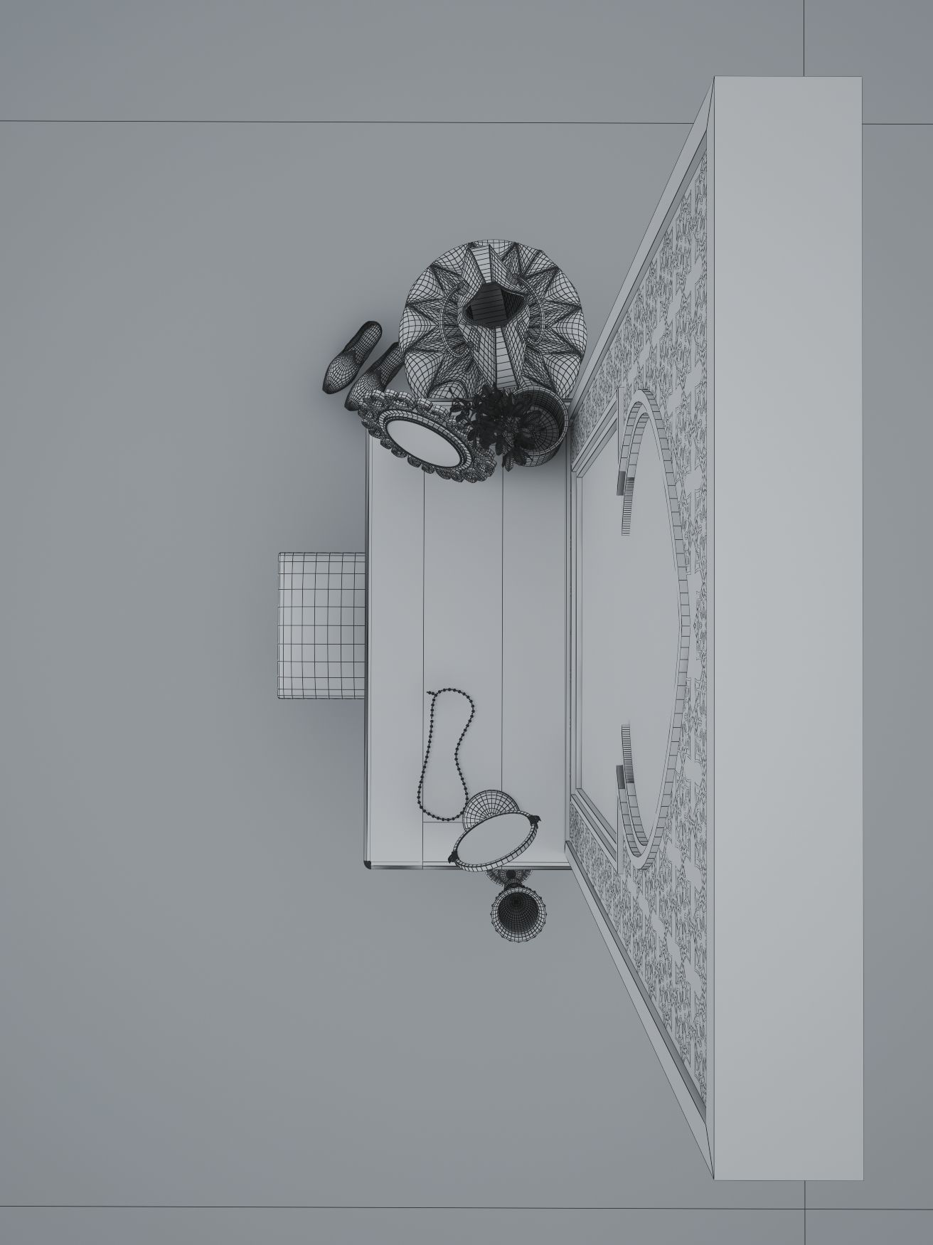 Dressing Table and Mirror 3D model_18