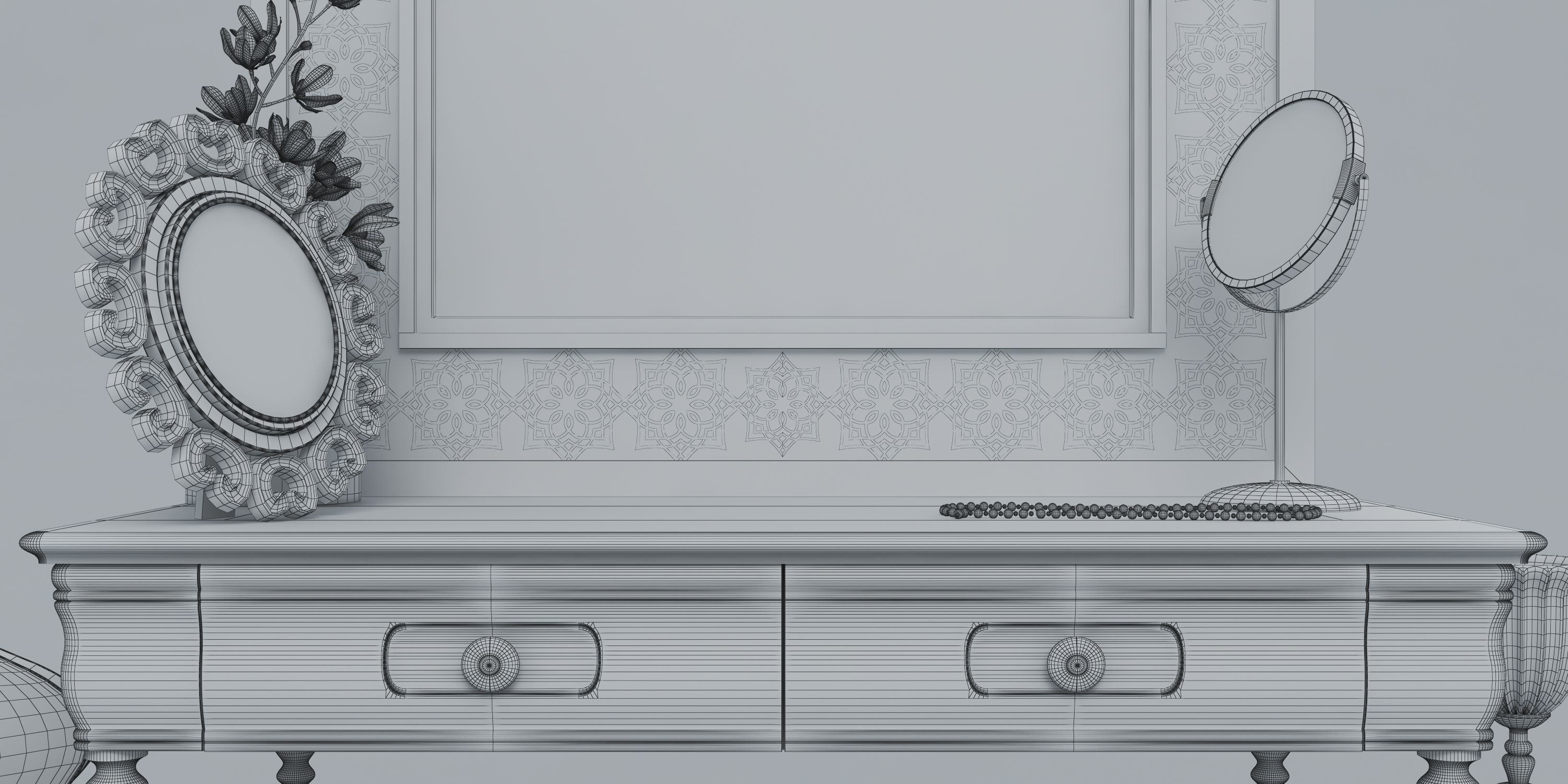 Dressing Table and Mirror 3D model_13
