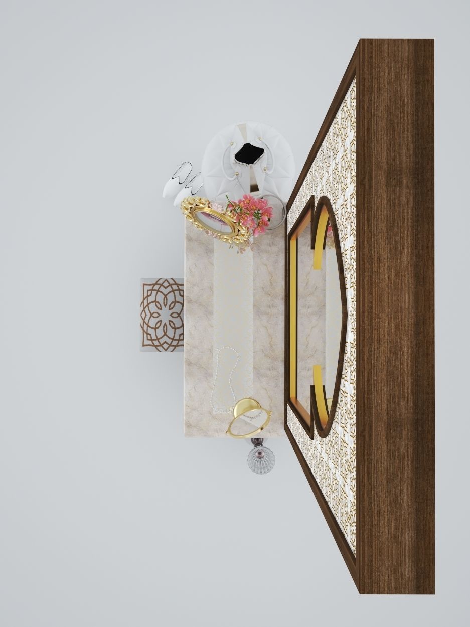 Dressing Table and Mirror 3D model_6