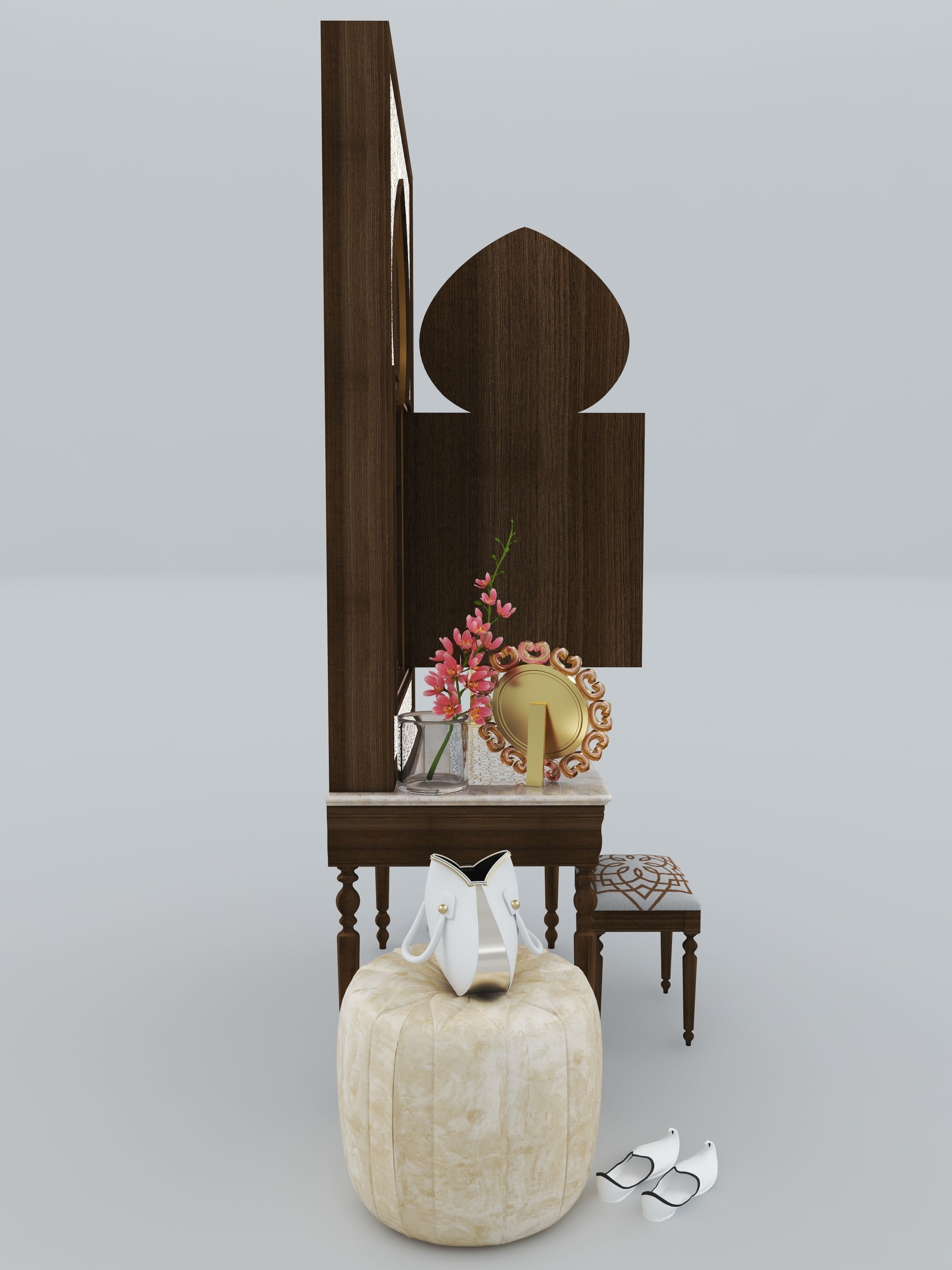 Dressing Table and Mirror 3D model_8