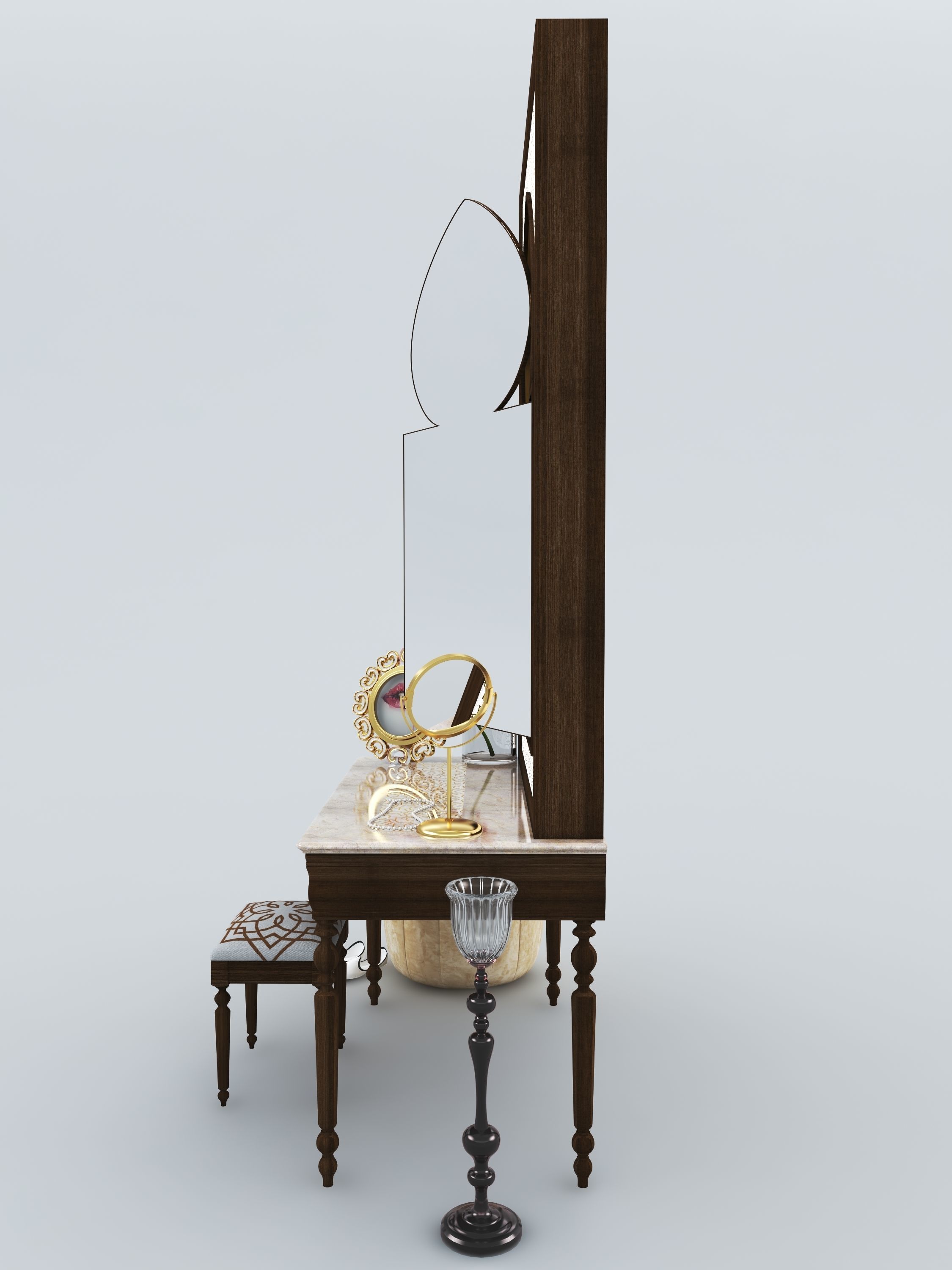 Dressing Table and Mirror 3D model_7