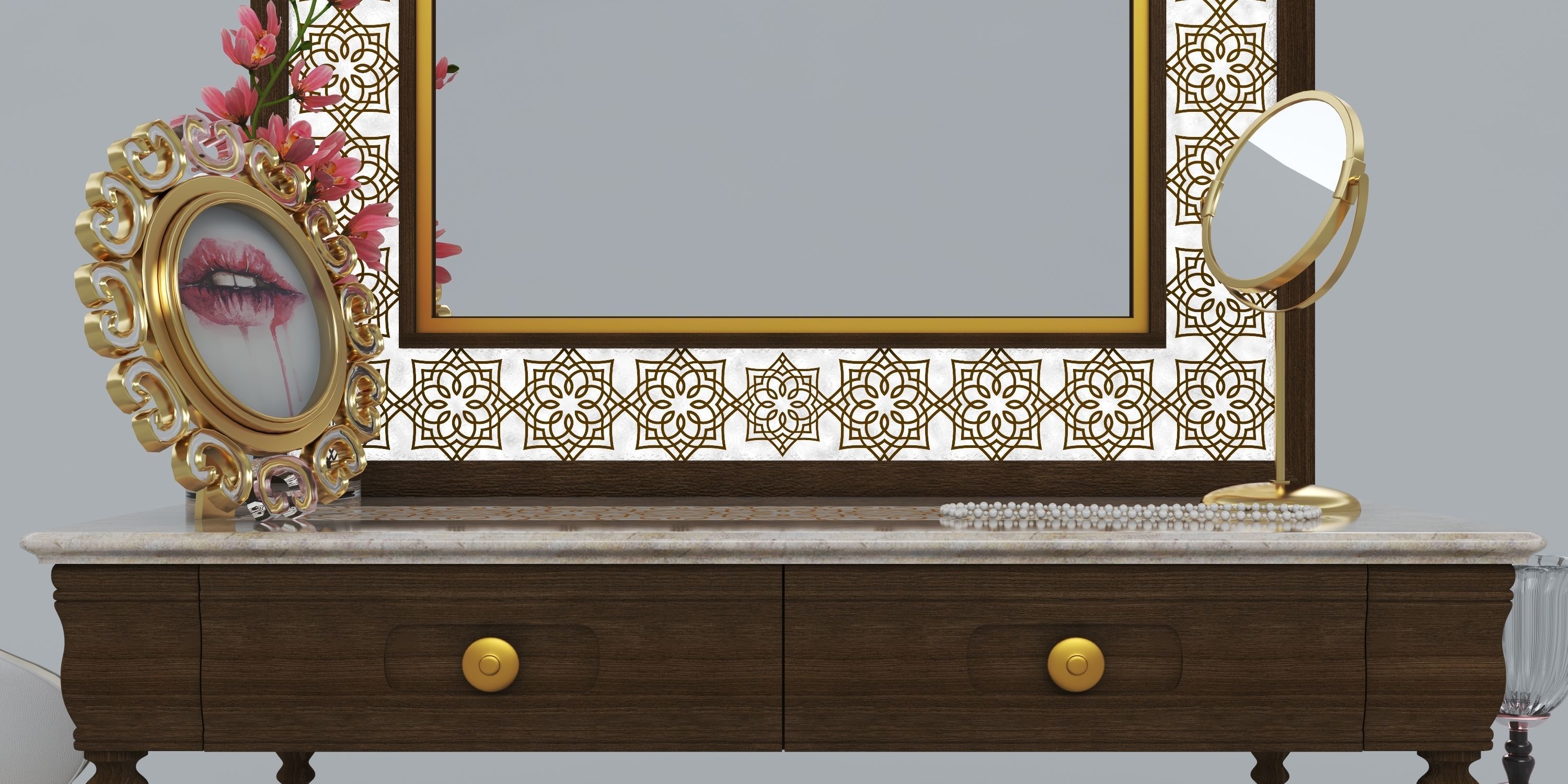 Dressing Table and Mirror 3D model_5