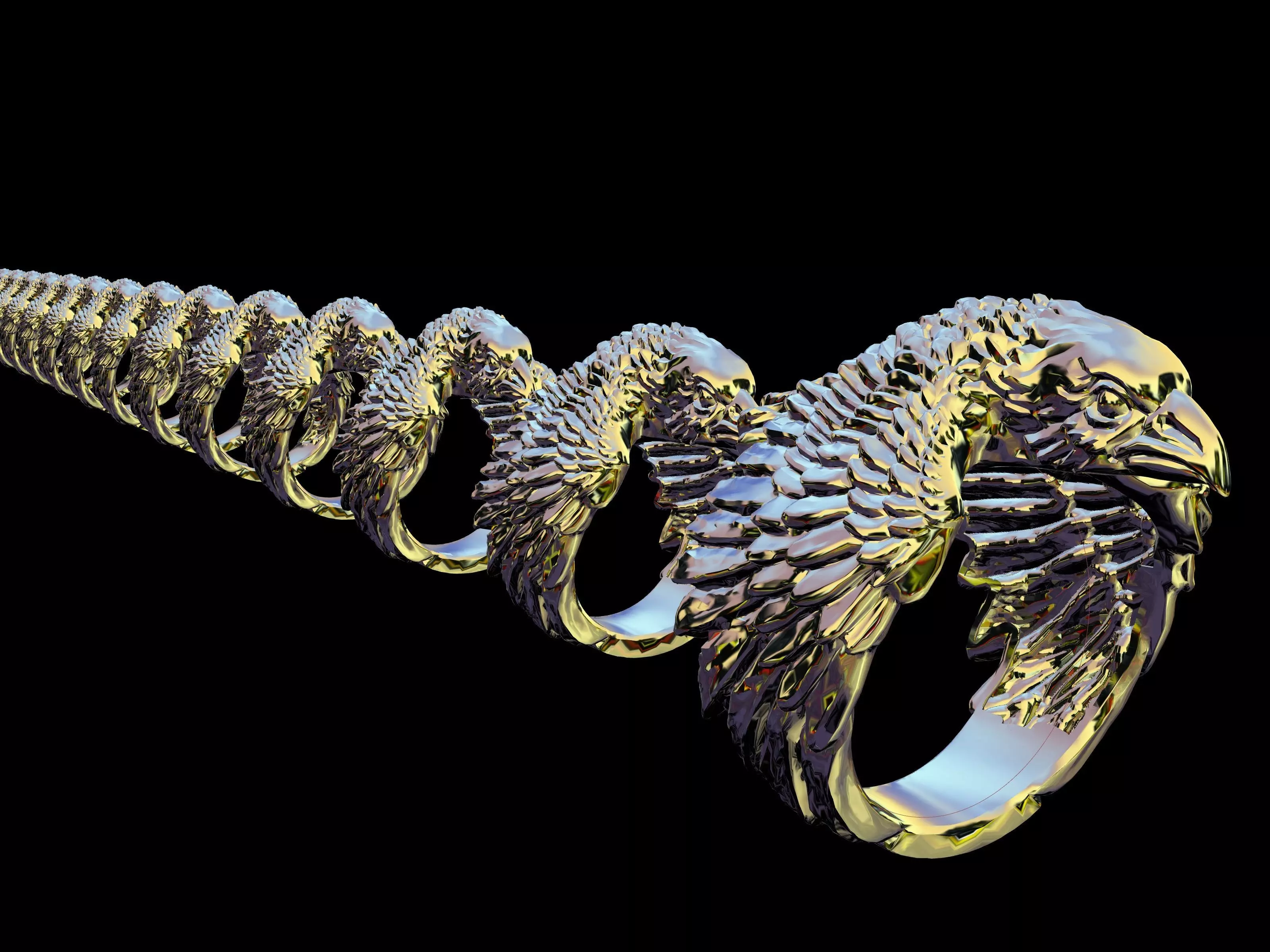 Attractive gold eagle ring Free 3D print model