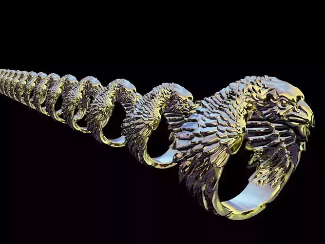 Attractive gold eagle ring Free 3D print model
