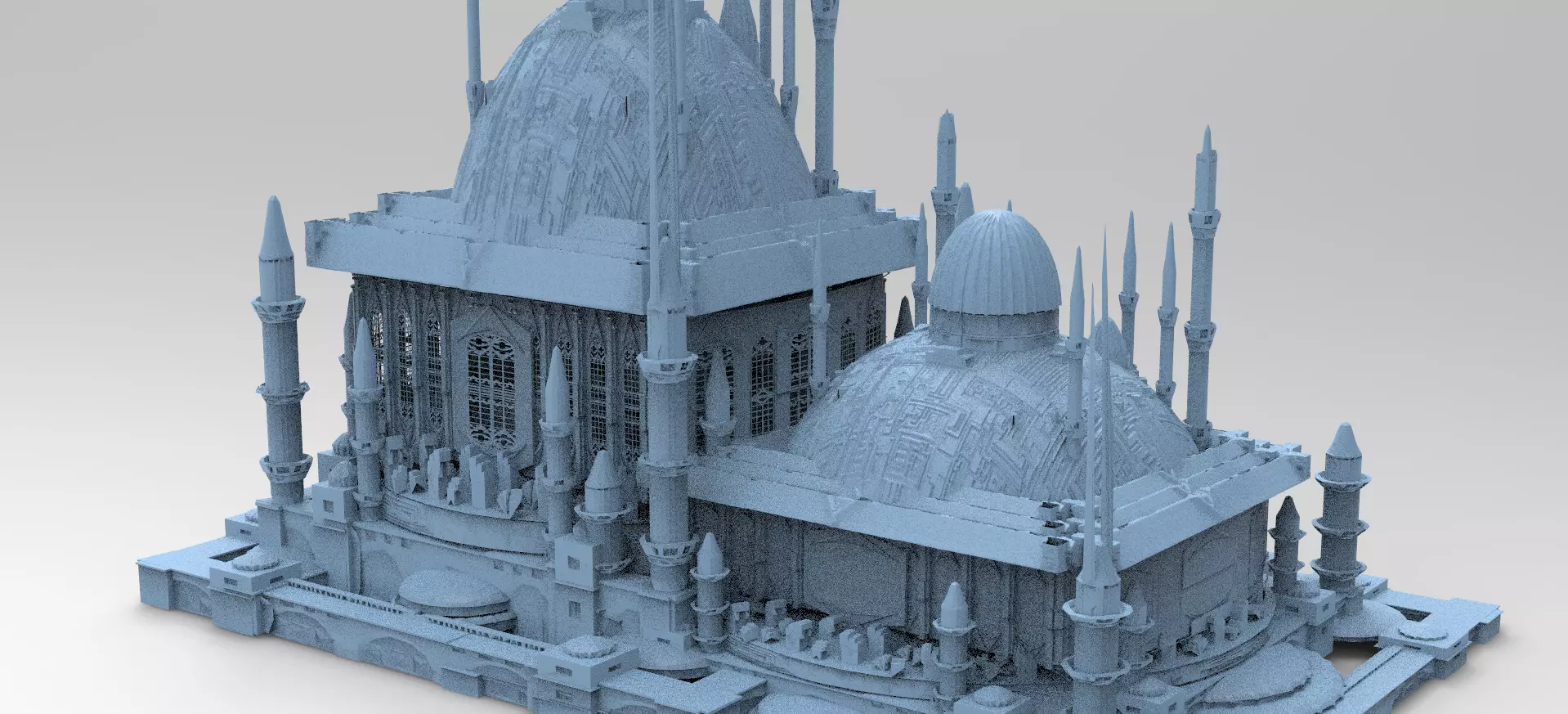 Persian Sci-Fi Palace Cathedral 2 versions 3D model_0