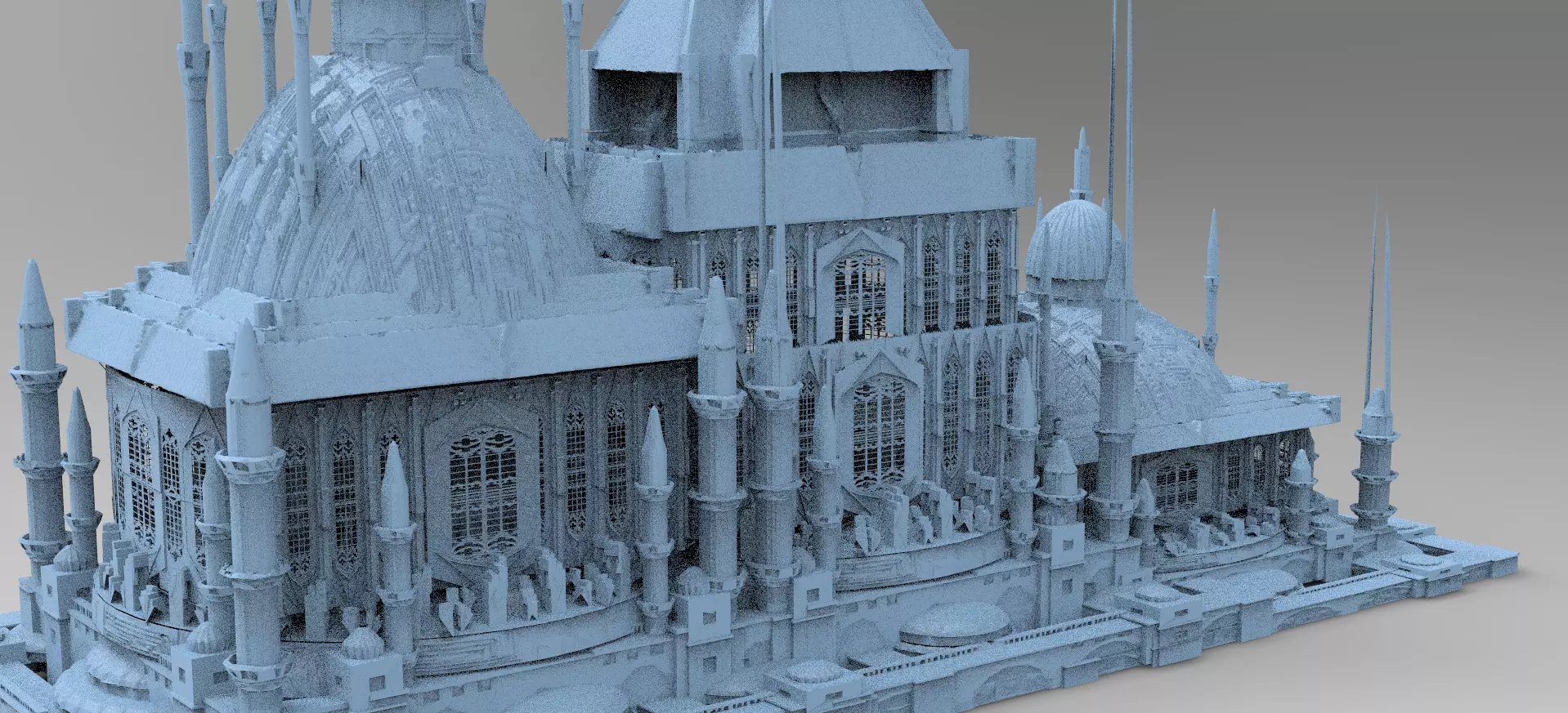 Persian Sci-Fi Palace Cathedral 3 Structures  3D model_0