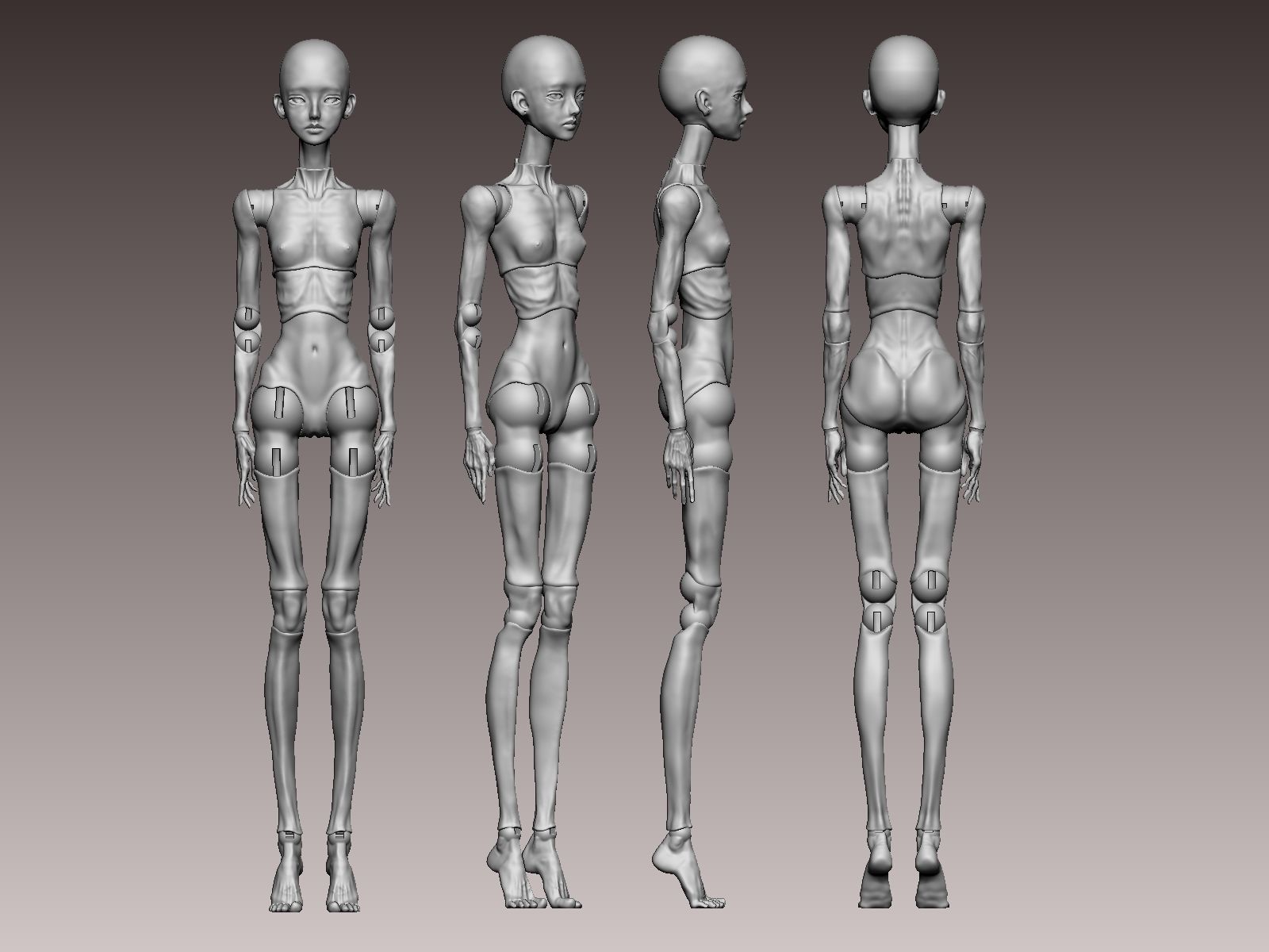 BJD ball jointed doll NJ J anne 3D print model_4