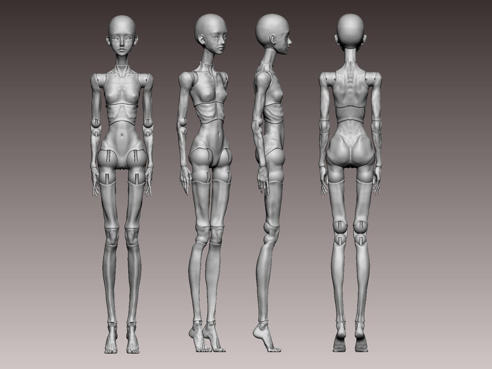 BJD ball jointed doll NJ J anne 3D print model_3