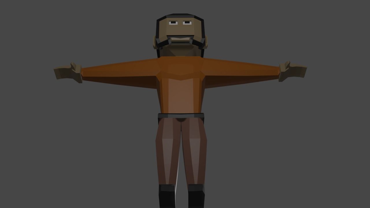 Citizen low poly man in orange shirt Free 3D model_4