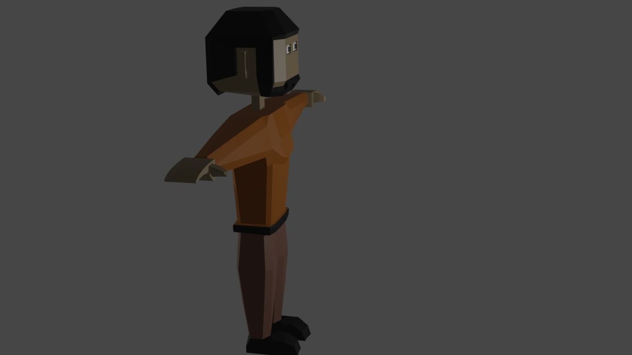 Citizen low poly man in orange shirt Free 3D model_3