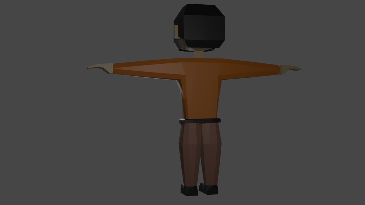 Citizen low poly man in orange shirt Free 3D model_5