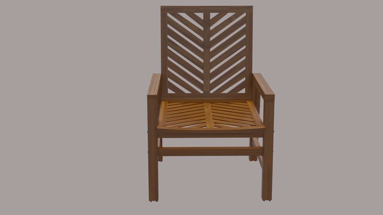 chair 2 wooden Low-poly 3D model_2