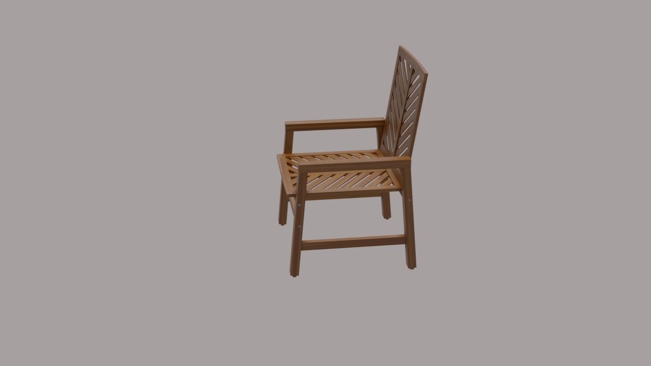 chair 2 wooden Low-poly 3D model_6
