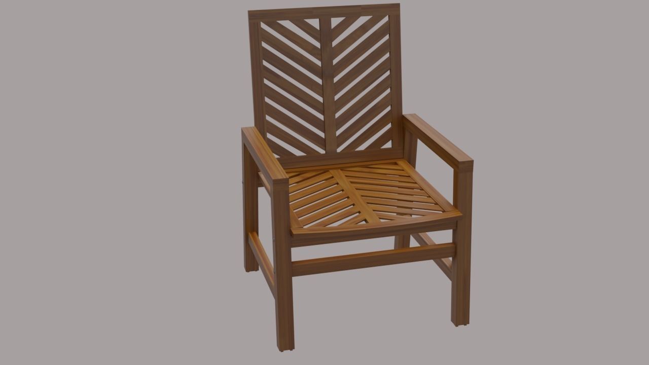chair 2 wooden Low-poly 3D model_1