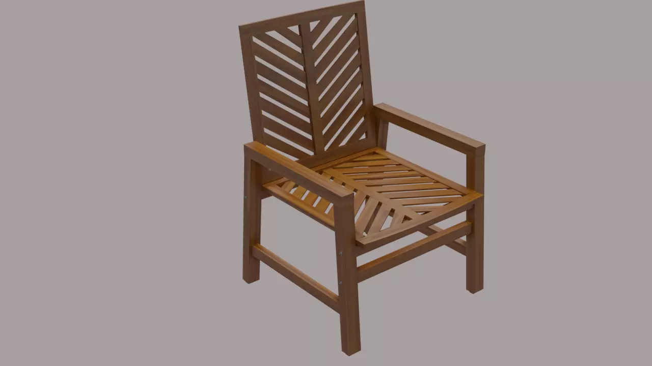 chair 2 wooden Low-poly 3D model_0