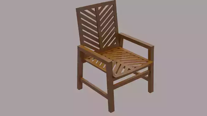 chair 2 wooden Low-poly 3D model