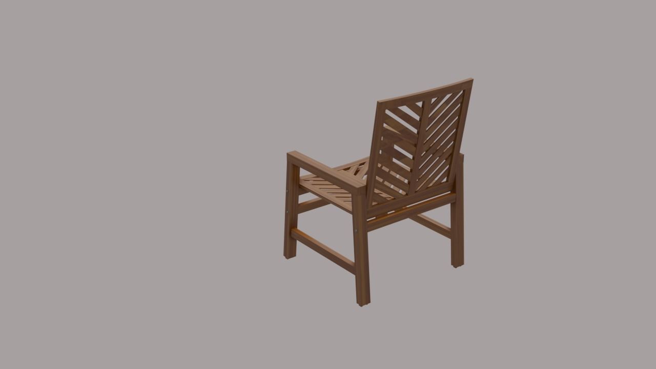 chair 2 wooden Low-poly 3D model_5