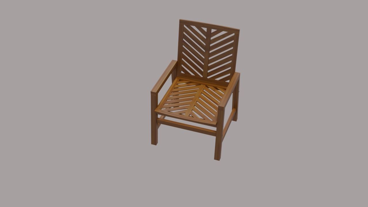 chair 2 wooden Low-poly 3D model_9