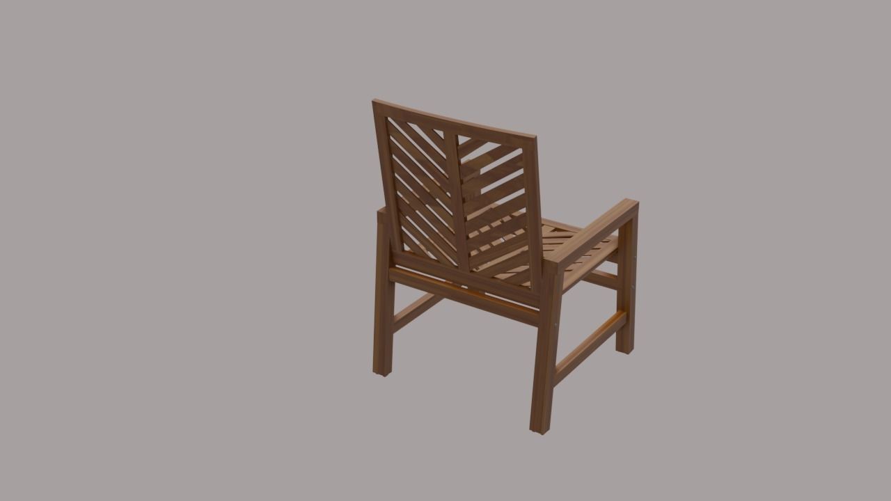 chair 2 wooden Low-poly 3D model_4