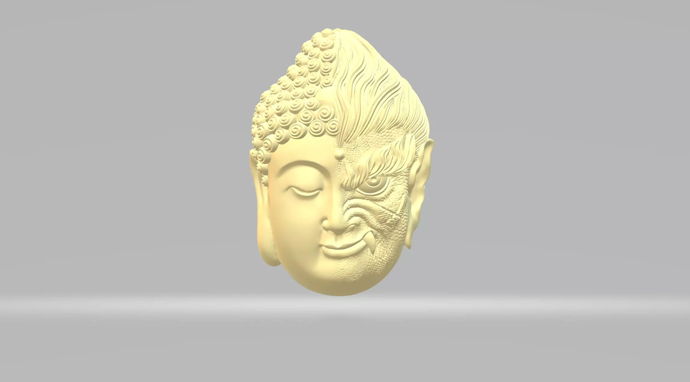 Buddha and Demon Head 3D print model_0